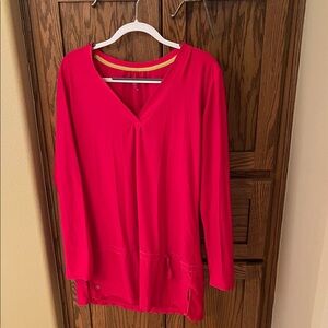 Athleta V-Neck Long Sleeve Tunic Swim Cover - Red